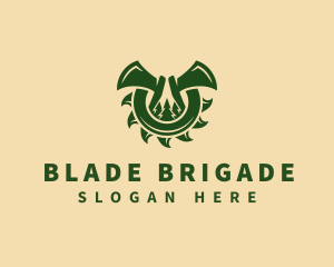 Saw Blade Axe Woodworking logo design