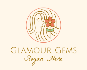 Minimalist Lady Flower logo design