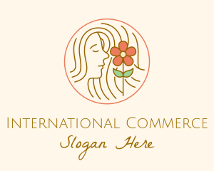 Minimalist Lady Flower logo design