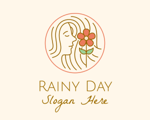 Minimalist Lady Flower logo design