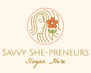 Minimalist Lady Flower logo design