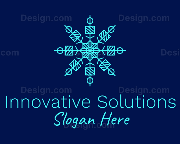Blue Ice Snowflake Logo