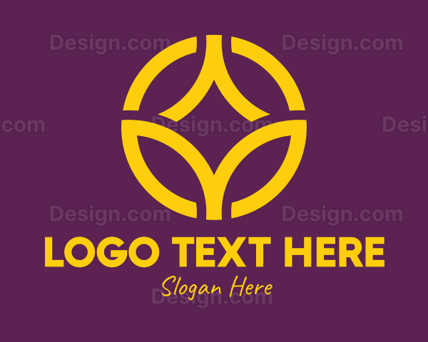 Golden Elegant Flower Circle Logo