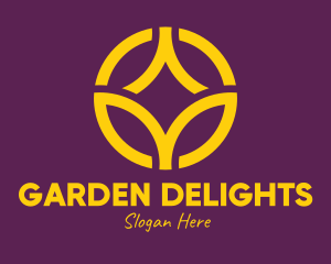 Golden Elegant Flower Circle logo design