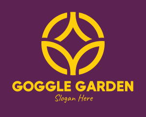 Golden Elegant Flower Circle logo design