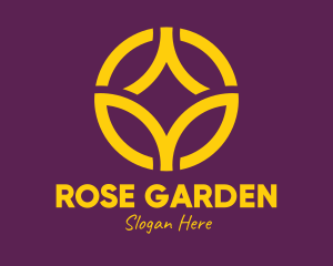 Golden Elegant Flower Circle logo design