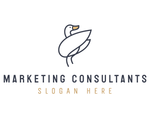 Monoline Swan Bird logo design