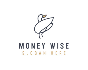 Monoline Swan Bird logo design