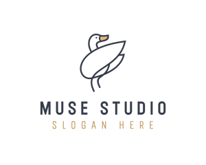 Monoline Swan Bird logo design