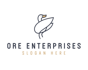 Monoline Swan Bird logo design