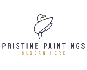 Monoline Swan Bird logo design