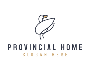 Monoline Swan Bird logo design