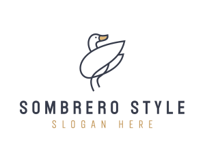 Monoline Swan Bird logo design