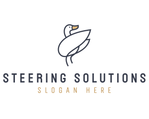 Monoline Swan Bird logo design