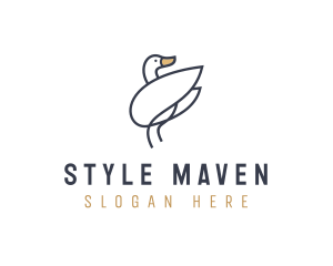 Monoline Swan Bird logo design