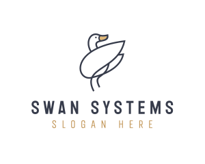 Monoline Swan Bird logo design