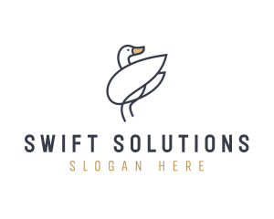 Monoline Swan Bird logo design