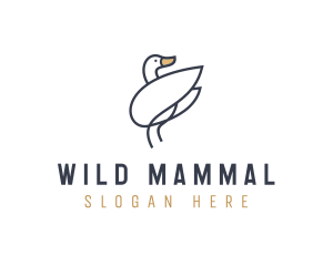 Monoline Swan Bird logo design