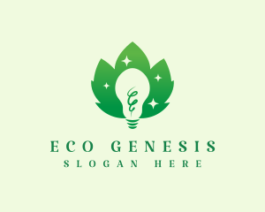 Green Eco Light Bulb logo design