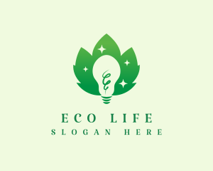 Green Eco Light Bulb logo design