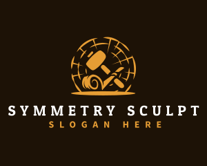 Woodwork Mallet Chisel logo design