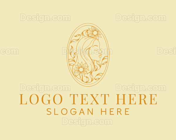 Floral Golden Woman Logo