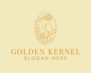 Floral Golden Woman logo design