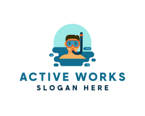 Snorkel Man Diving logo design