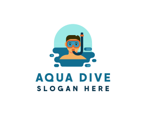 Snorkel Man Diving logo design