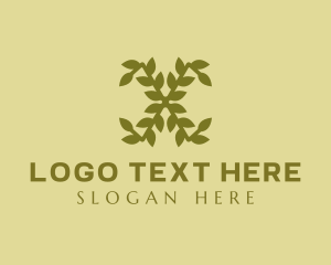 Gold Leafy Letter X logo