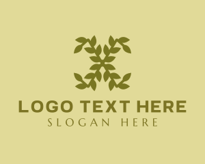 Gold Leafy Letter X Logo