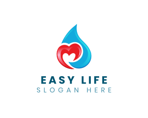 Heart Water Droplet logo design