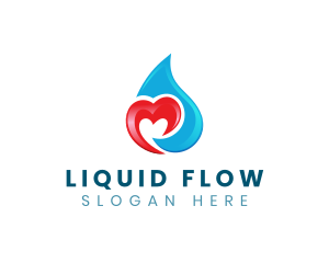 Heart Water Droplet logo design