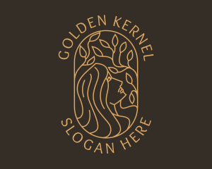 Golden Wellness Lady logo design