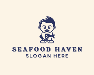 Fish Seafood Kid logo design