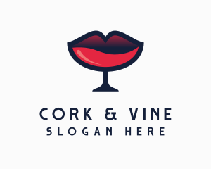 Lip Wine Glass Bar logo design