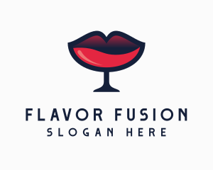 Lip Wine Glass Bar logo design