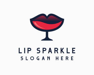 Lip Wine Glass Bar logo design