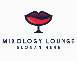 Lip Wine Glass Bar logo design