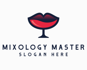 Lip Wine Glass Bar logo design