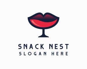 Lip Wine Glass Bar logo design