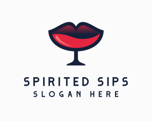 Lip Wine Glass Bar logo design