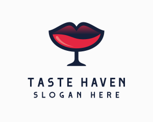 Lip Wine Glass Bar logo design