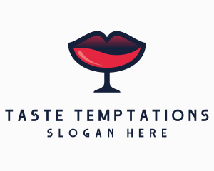 Lip Wine Glass Bar logo design