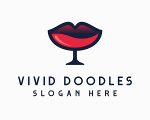 Lip Wine Glass Bar logo design