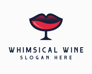 Lip Wine Glass Bar logo design