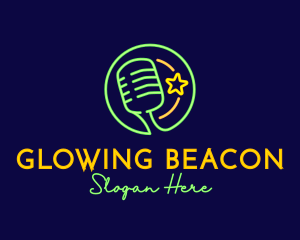 Neon Light Microphone logo design