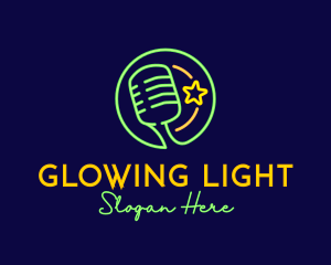 Neon Light Microphone logo design