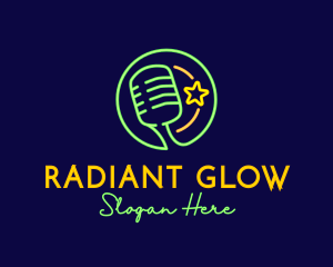 Neon Light Microphone logo design