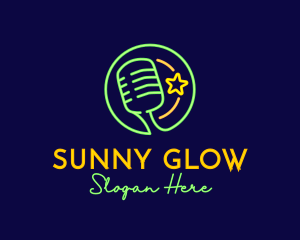 Neon Light Microphone logo design